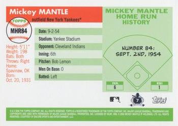 2006 Topps - Mickey Mantle Home Run History #MHR84 Mickey Mantle Back