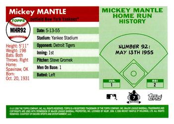 2006 Topps - Mickey Mantle Home Run History #MHR92 Mickey Mantle Back