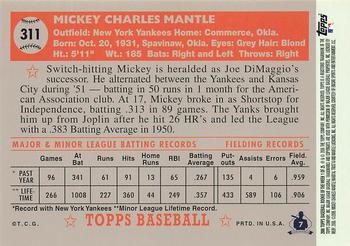 2006 Topps - Rookie of the Week #1 Mickey Mantle Back