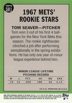 2006 Topps - Rookie of the Week #15 Tom Seaver Back