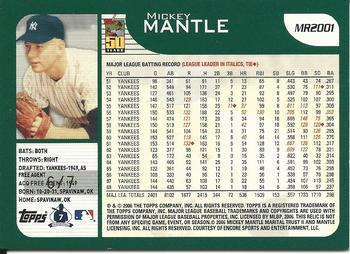 2006 Topps - The Mantle Collection Bat Relics Black #2001 Mickey Mantle Back