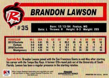2019 Grandstand Richmond Flying Squirrels #NNO Brandon Lawson Back