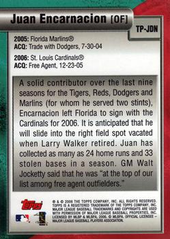 2006 Topps - Trading Places #TP-JDN Juan Encarnacion Back