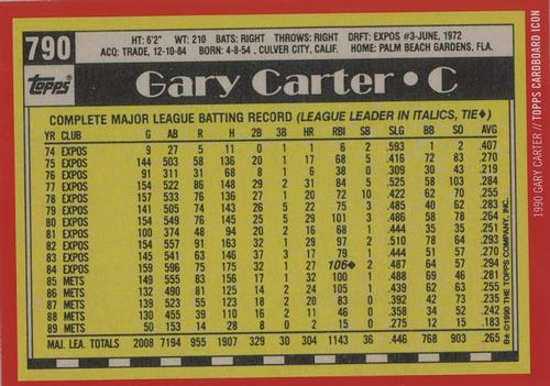 2015 Topps Cardboard Icons Gary Carter 5x7 - Red 5x7 #790 Gary Carter Back