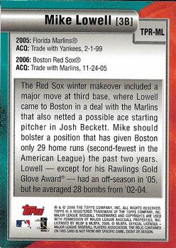 2006 Topps - Trading Places Relics #TPR-ML Mike Lowell Back