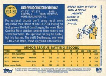2019 Topps Heritage Minor League - Real One Autographs #ROA-BD Brock Deatherage Back