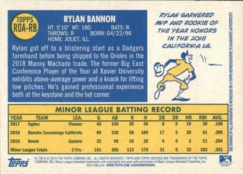 2019 Topps Heritage Minor League - Real One Autographs #ROA-RB Rylan Bannon Back