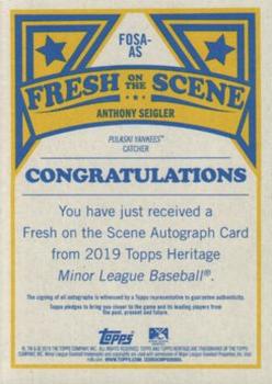 2019 Topps Heritage Minor League - Fresh on the Scene Autographs #FOSA-AS Anthony Seigler Back
