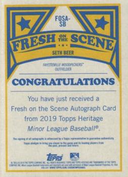 2019 Topps Heritage Minor League - Fresh on the Scene Autographs #FOSA-SB Seth Beer Back