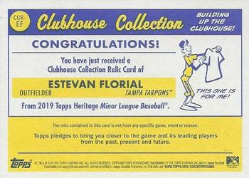 2019 Topps Heritage Minor League - Clubhouse Collection Relics #CCR-EF Estevan Florial Back