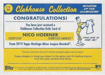2019 Topps Heritage Minor League - Clubhouse Collection Relics #CCR-NH Nico Hoerner Back