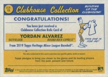 2019 Topps Heritage Minor League - Clubhouse Collection Relics #CCR-YA Yordan Alvarez Back