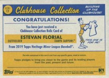 2019 Topps Heritage Minor League - Clubhouse Collection Relics #CCR-EF Estevan Florial Back