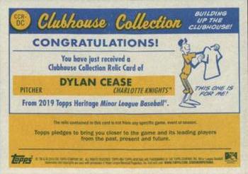 2019 Topps Heritage Minor League - Clubhouse Collection Relics Blue #CCR-DC Dylan Cease Back