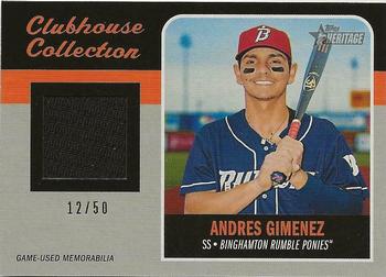2019 Topps Heritage Minor League - Clubhouse Collection Relics Black #CCR-AG Andres Gimenez Front