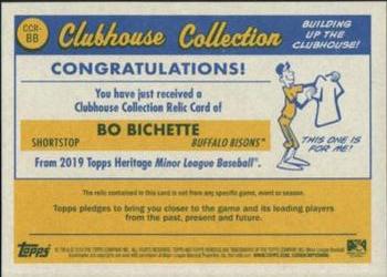 2019 Topps Heritage Minor League - Clubhouse Collection Relics Black #CCR-BB Bo Bichette Back