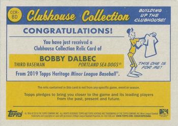 2019 Topps Heritage Minor League - Clubhouse Collection Relics Black #CCR-BD Bobby Dalbec Back