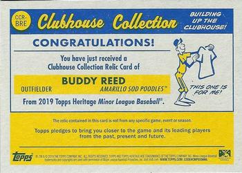2019 Topps Heritage Minor League - Clubhouse Collection Relics Black #CCR-BRE Buddy Reed Back