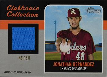 2019 Topps Heritage Minor League - Clubhouse Collection Relics Black #CCR-JH Jonathan Hernandez Front