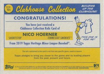 2019 Topps Heritage Minor League - Clubhouse Collection Relics Black #CCR-NH Nico Hoerner Back