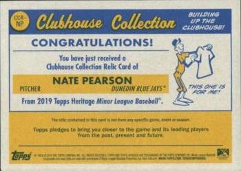 2019 Topps Heritage Minor League - Clubhouse Collection Relics Black #CCR-NP Nate Pearson Back