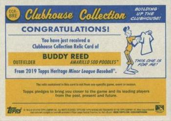 2019 Topps Heritage Minor League - Clubhouse Collection Relics Orange #CCR-BRE Buddy Reed Back