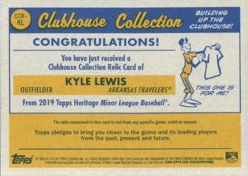 2019 Topps Heritage Minor League - Clubhouse Collection Relics Orange #CCR-KL Kyle Lewis Back