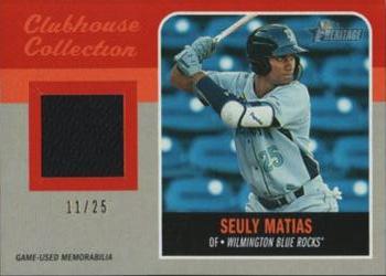 2019 Topps Heritage Minor League - Clubhouse Collection Relics Orange #CCR-SM Seuly Matias Front