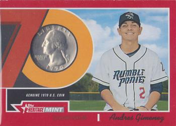 2019 Topps Heritage Minor League - 1970 Mint Relics Red Quarter #70MR-AG Andres Gimenez Front