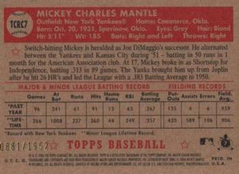 2006 Topps '52 Rookies - Chrome #TCRC7 Mickey Mantle Back