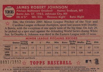 2006 Topps '52 Rookies - Chrome #TCRC85 Jim Johnson Back