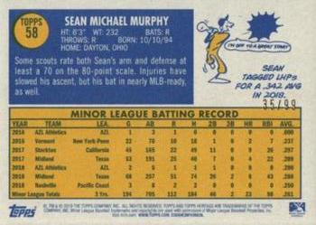 2019 Topps Heritage Minor League - Blue Border #58 Sean Murphy Back
