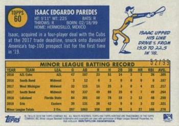 2019 Topps Heritage Minor League - Blue Border #60 Isaac Paredes Back