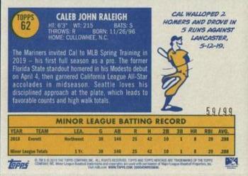 2019 Topps Heritage Minor League - Blue Border #62 Cal Raleigh Back