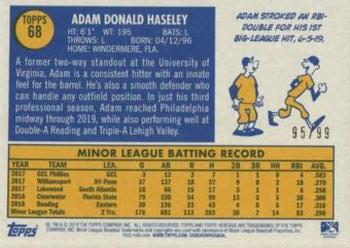 2019 Topps Heritage Minor League - Blue Border #68 Adam Haseley Back