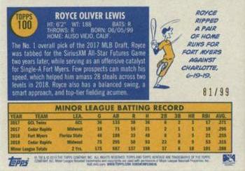 2019 Topps Heritage Minor League - Blue Border #100 Royce Lewis Back