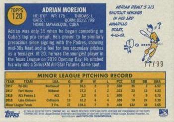 2019 Topps Heritage Minor League - Blue Border #120 Adrian Morejon Back