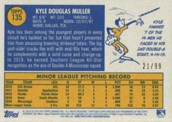 2019 Topps Heritage Minor League - Blue Border #135 Kyle Muller Back