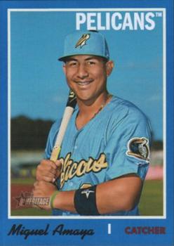 2019 Topps Heritage Minor League - Blue Border #145 Miguel Amaya Front