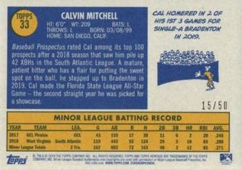 2019 Topps Heritage Minor League - Black Border #33 Cal Mitchell Back