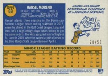 2019 Topps Heritage Minor League - Black Border #69 Hansel Moreno Back