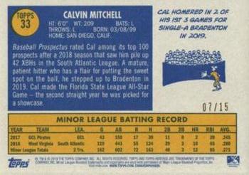 2019 Topps Heritage Minor League - Gold Border #33 Cal Mitchell Back