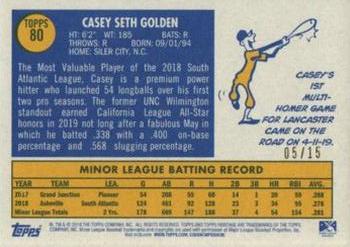 2019 Topps Heritage Minor League - Gold Border #80 Casey Golden Back