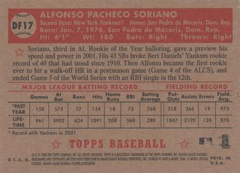 2006 Topps '52 Rookies - Debut Flashbacks #DF17 Alfonso Soriano Back