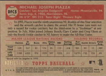 2006 Topps '52 Rookies - Debut Flashbacks Chrome #DFC5 Mike Piazza Back