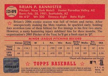 2006 Topps '52 Rookies - Signatures #52S-BPB Brian Bannister Back