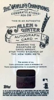 2006 Topps Allen & Ginter - Autographs Red Ink #DW David Wright Back