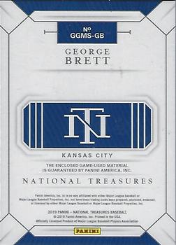 2019 Panini National Treasures - Game Gear Material Sixes Holo Gold #GGMS-GB George Brett Back
