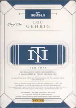 2019 Panini National Treasures - Game Gear Material Sixes Printing Plate Cyan #GGMS-LG Lou Gehrig Back