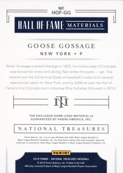 2019 Panini National Treasures - Hall of Fame Materials #HOF-GG Goose Gossage Back
